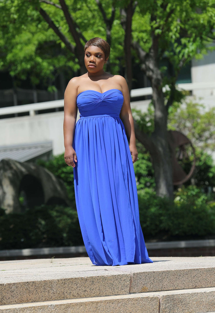 Pleated Tube Maxi Dress | ChloeRae S (4-6) / Royal Blue Pleated Tube Maxi Dress | ChloeRae S (4-6) / Royal Blue