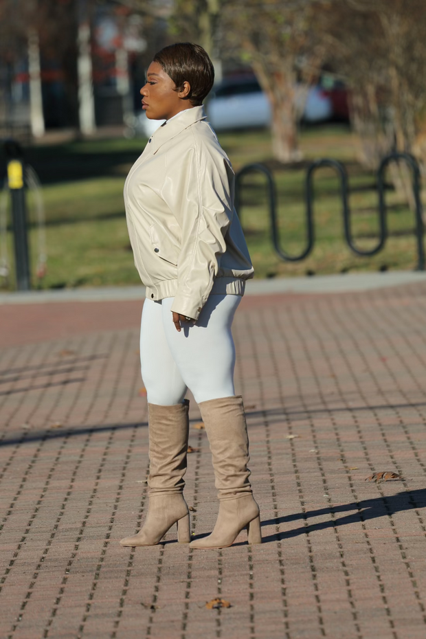 Vegan Leather Bomber Jacket