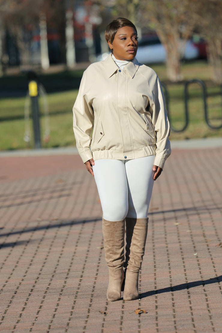 Vegan Leather Bomber Jacket