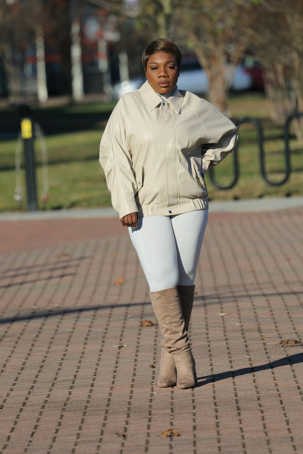 Vegan Leather Bomber Jacket