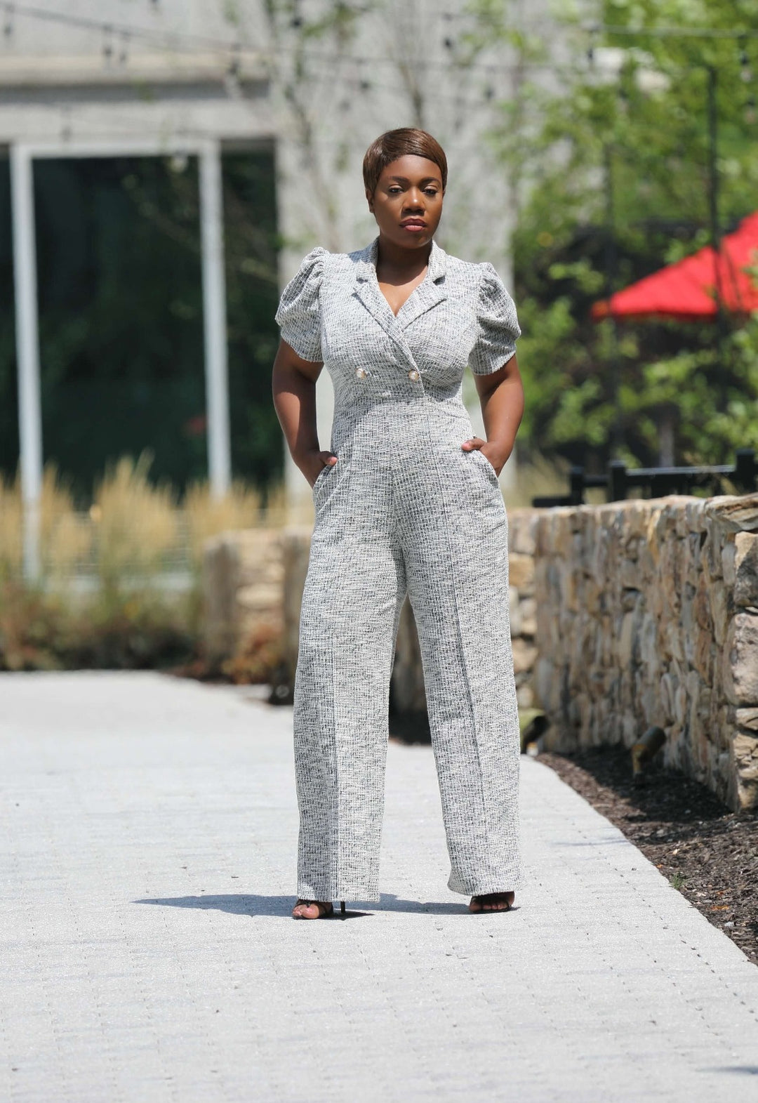 Wide Leg Tweed Jumpsuit | ChloeRae