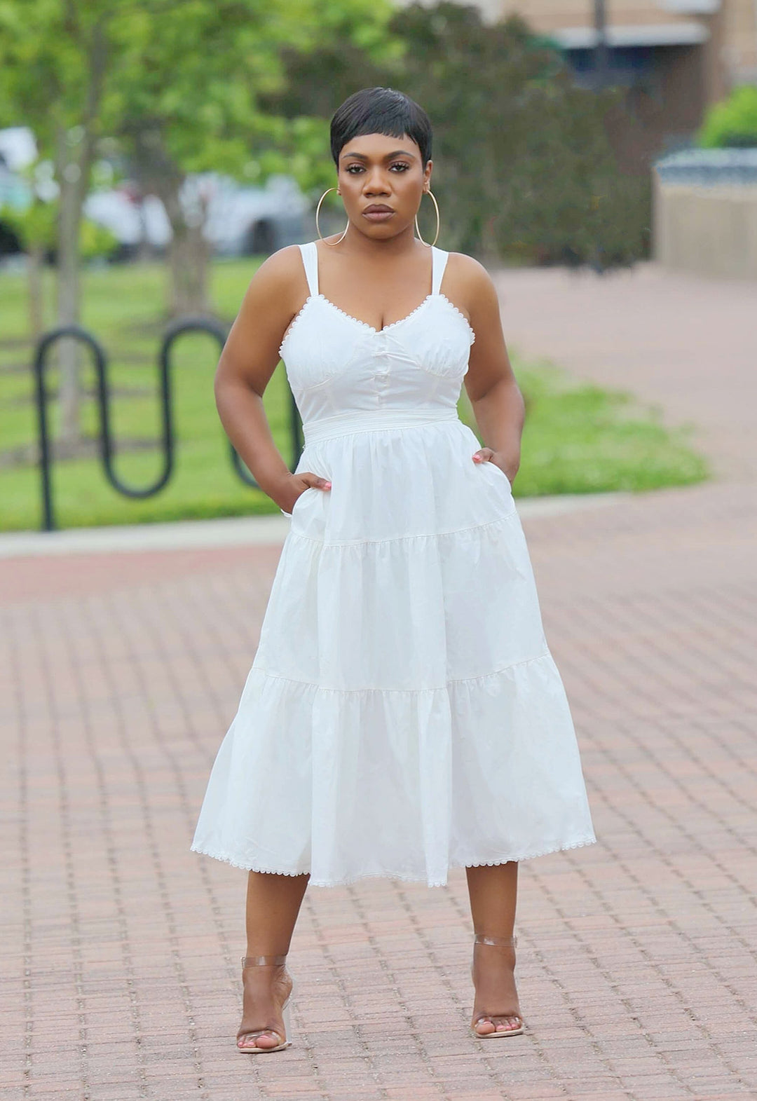 bustier midi dress with sleeves Bustier Midi Dress