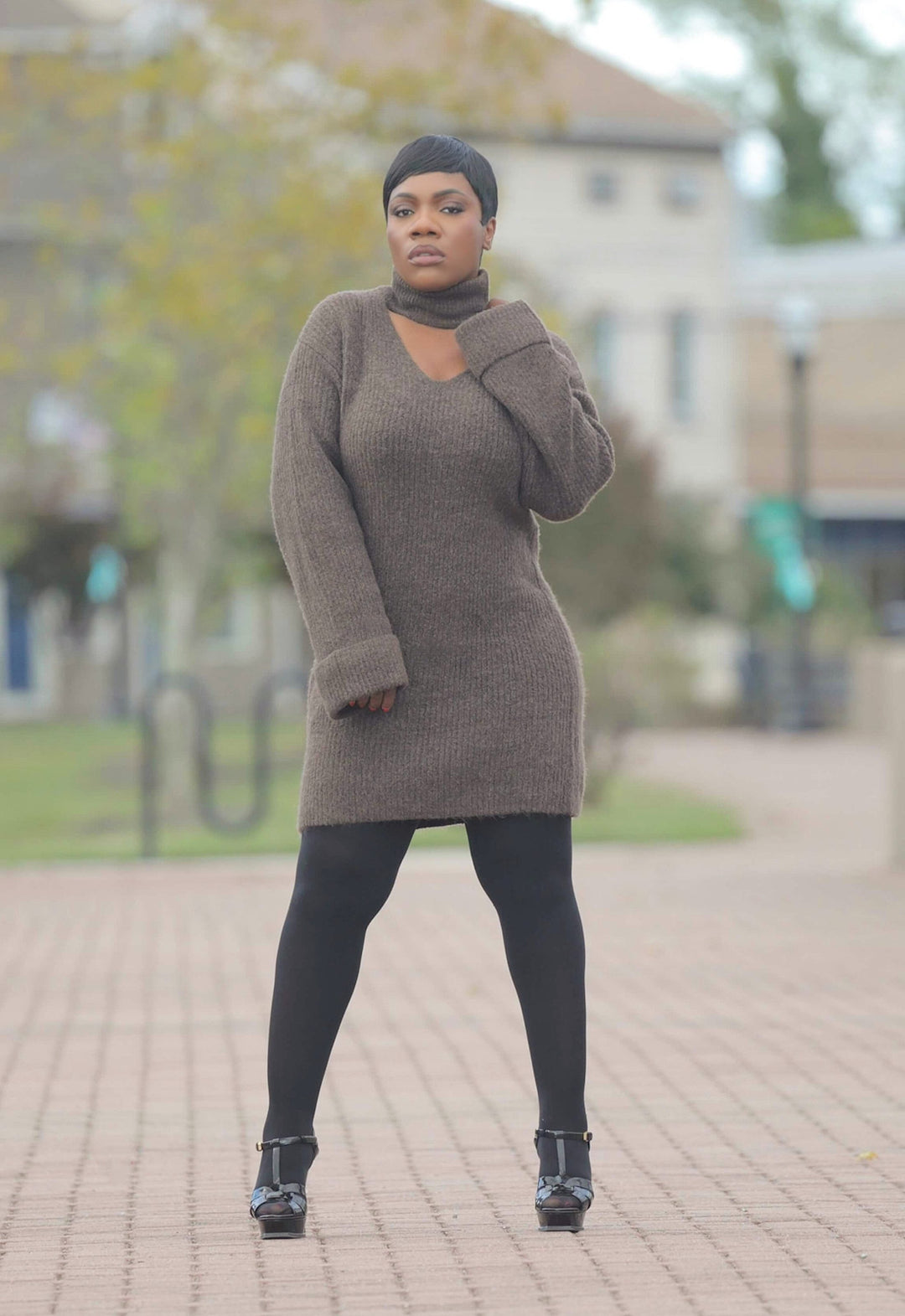 Mock Neck Sweater Dress