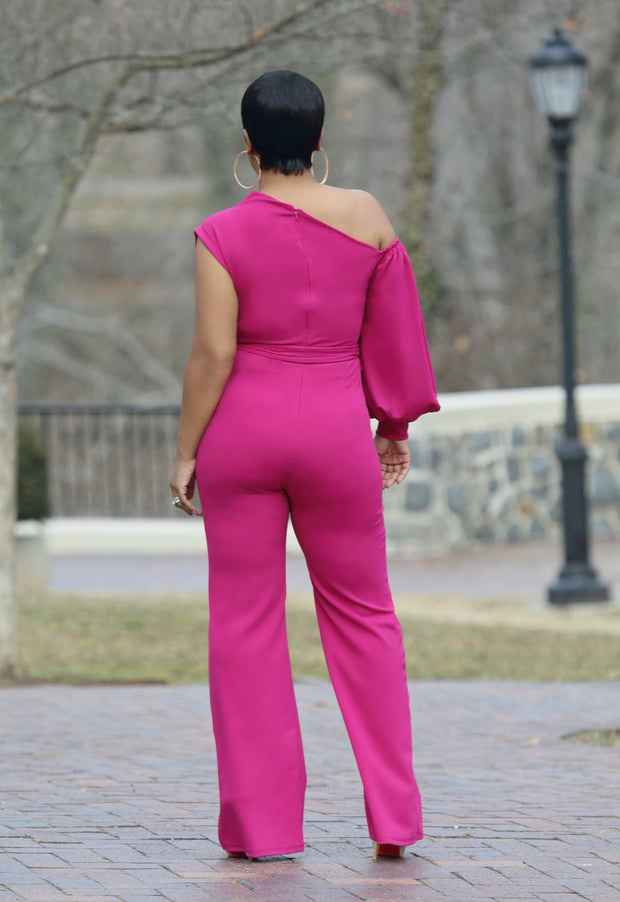 One Shoulder Wide-Leg Jumpsuit