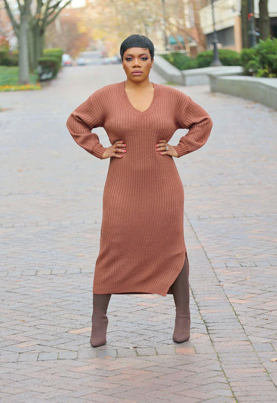 Ribbed Maxi Sweater Dress