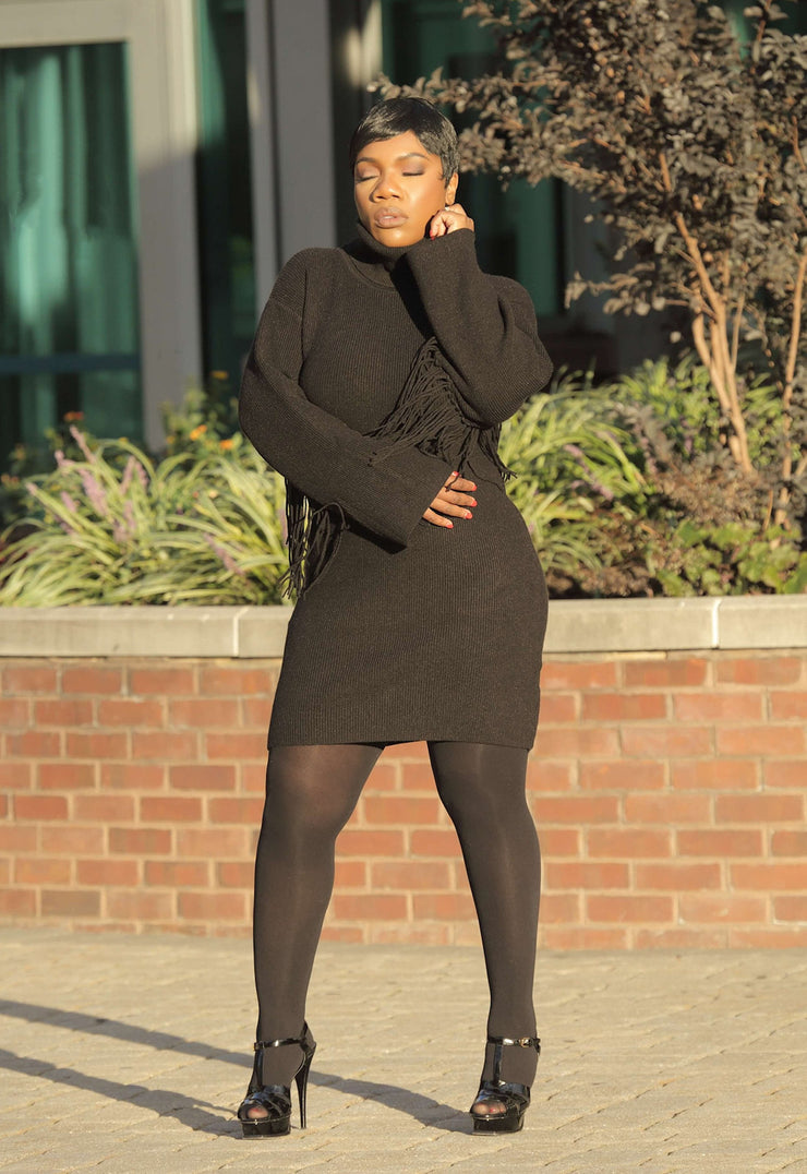 Sweater Dress Fishnet Tights And Dress Turtleneck Fringe Sweater Dress ChloeRae Sweater Dress Fishnet Tights And Dress Turtleneck Fringe Sweater Dress ChloeRae