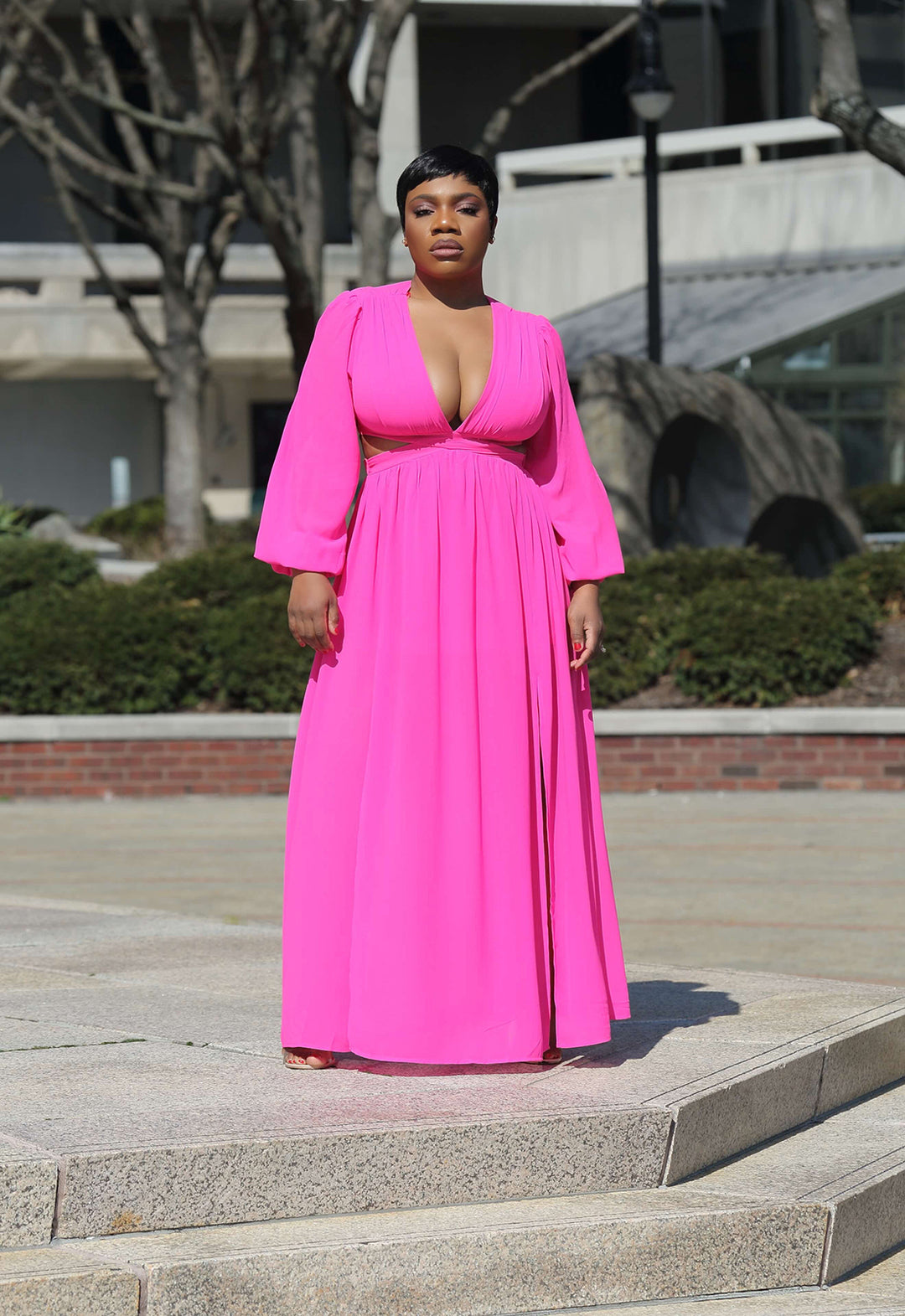 Long Sleeve Cutout Out Maxi