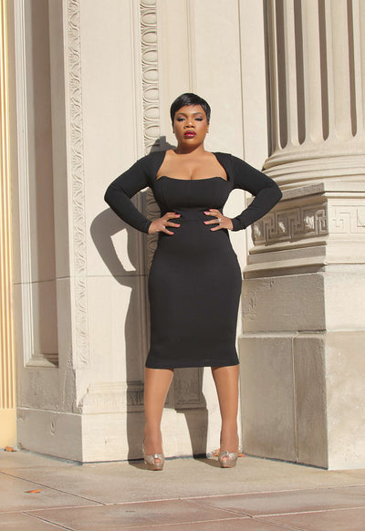 black wiggle dress Unique Vintage Plus Size 1960s Black Criss Cross Halter Penelope Wiggle Dress